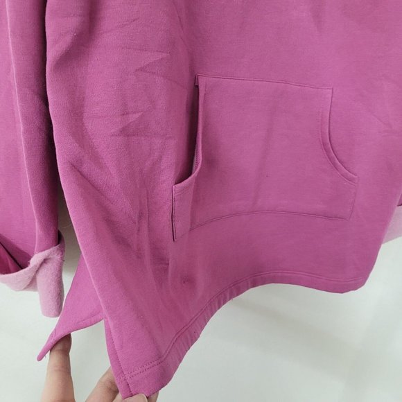 Pajamagram Sweatshirt Women M Pink Fleece Funnel Neck Long Sleeve Pullover - Picture 3 of 13